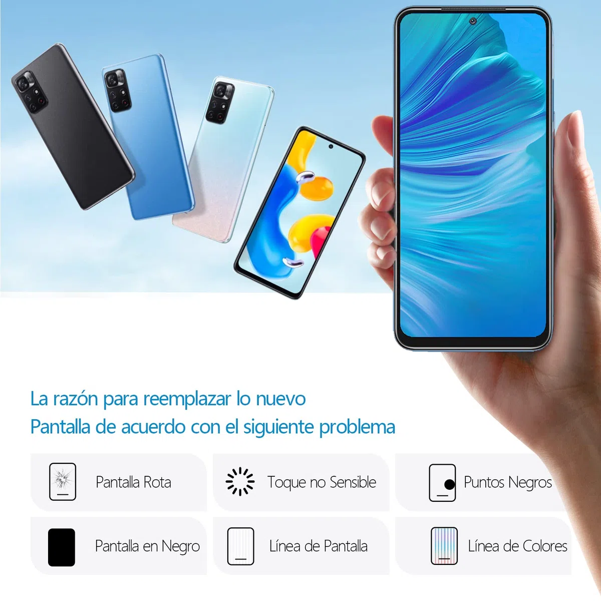 RongZy para Xiaomi Redmi Note 11S 2201117SG 2201117SI LCD+Pantalla Táctil Digitalizador Asamblea Reemplazo +Reparación Herramientas(Negro con Marco)