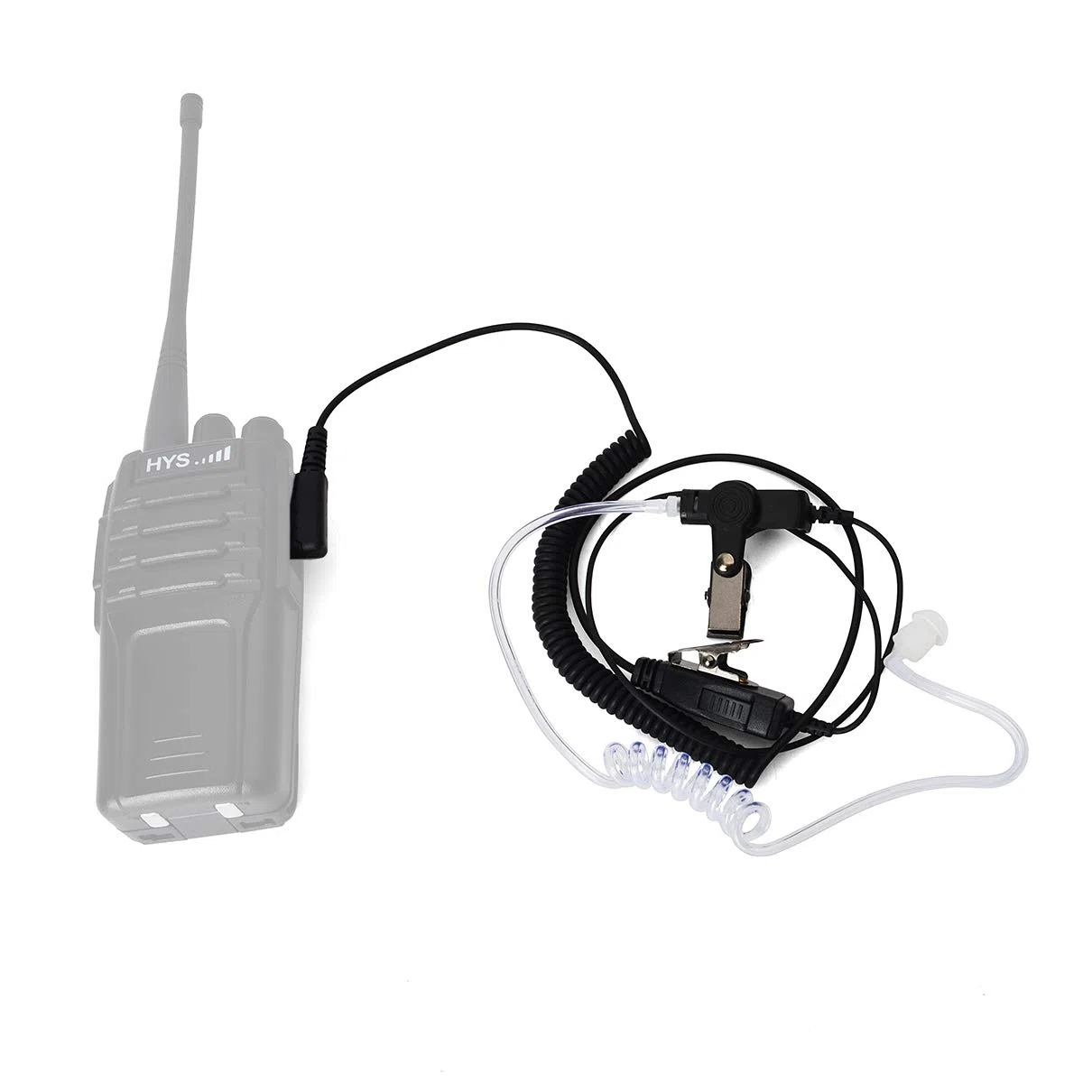 UAYESOK Pinganillo Walkie Talkie, Auriculares 2 Pines Transparente Tubo Acústico con Micrófono PTT para Emisora Radio Baofeng UV-5R 888S GT-3 UV-82 Kenwood TK-3107 TK-3301 RETEVIS WOUXUN (2 Piezas)