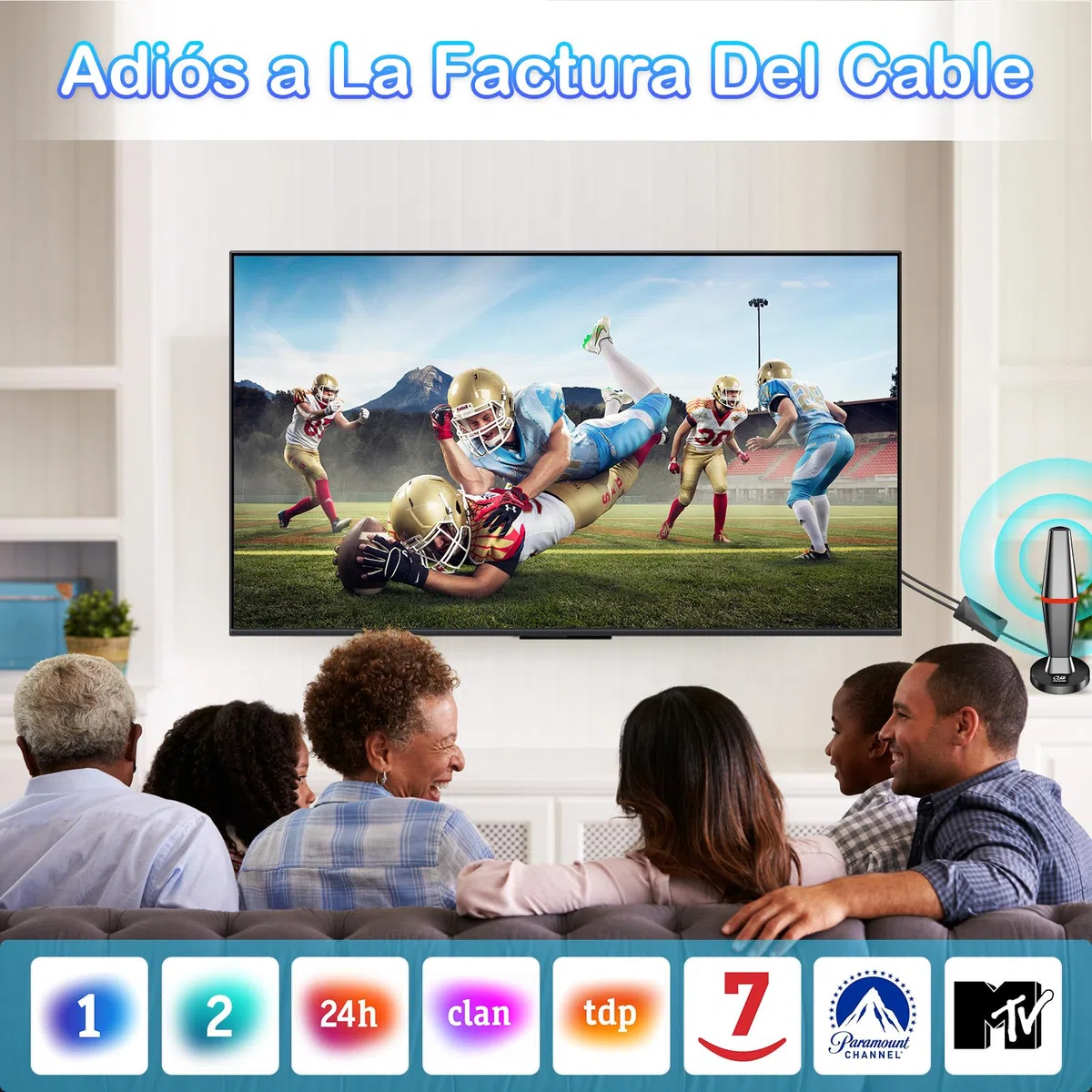 Antena de TV para Interiores y Exteriores, Recepción de Señal Digital (Red)