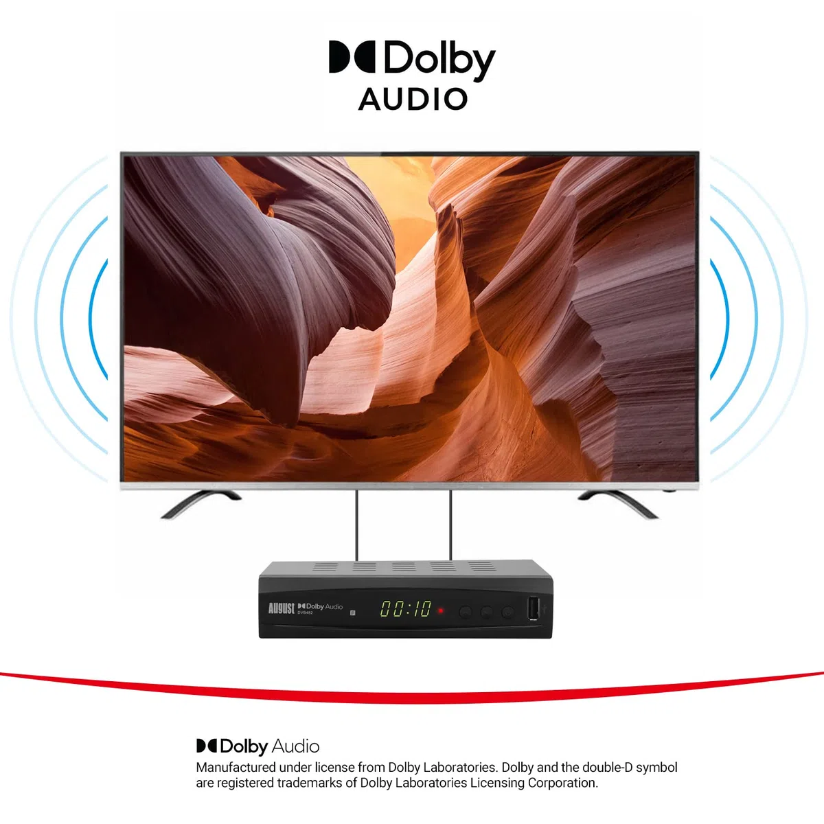 August DVB482 Decodificador TDT HD, Mira y Graba DVB-T DVB-T2 TV en Vivo Desde 2 Canales al Mismo Tiempo, Guía de Programas y TimeShift, Receptor TDT HD HDMI para TV- Reproductor Multimedia