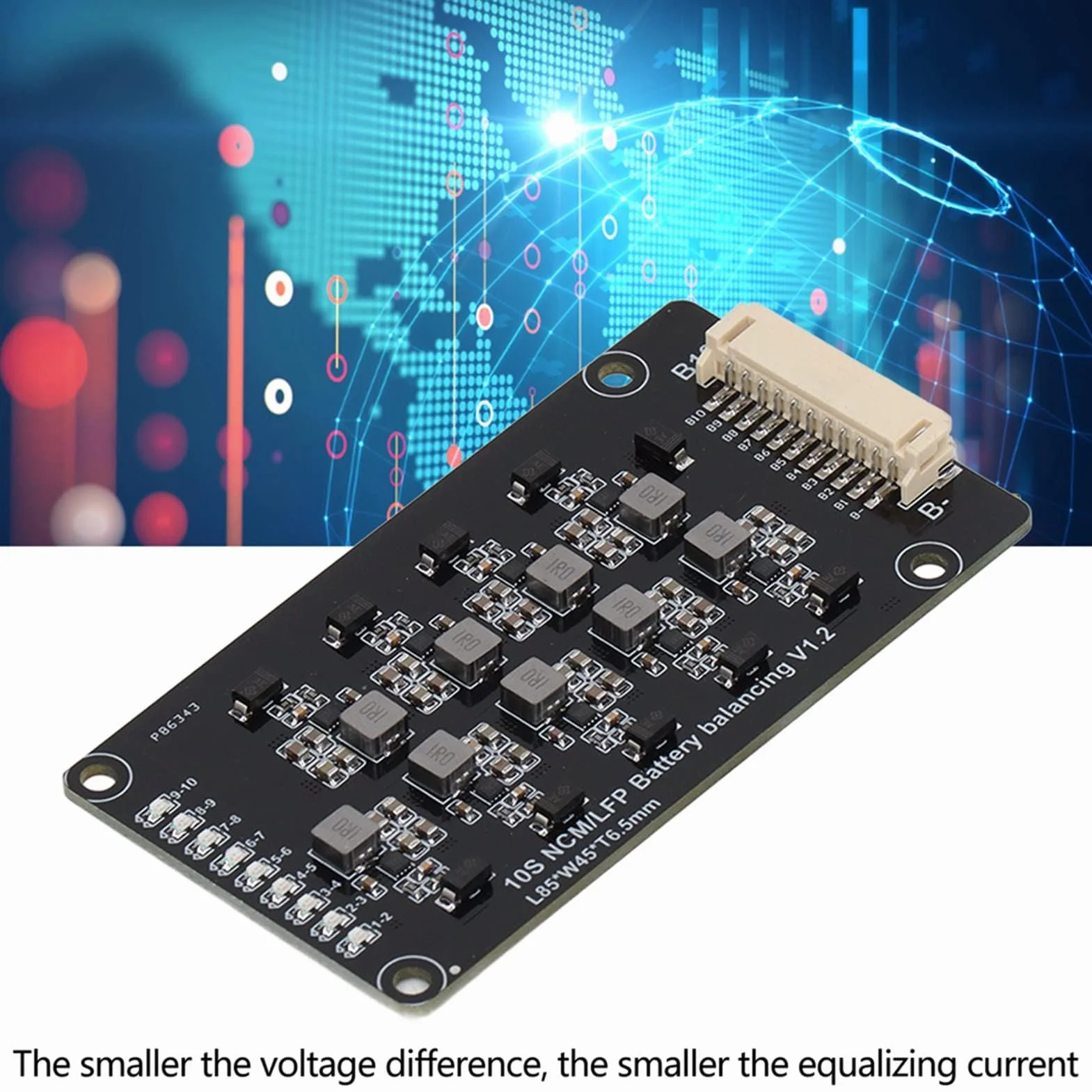 Ecualizador Activo de Batería, 10S 1.2A Ecualizador Activo de Batería Ecualizador Adyacente Automático Equilibrador de Batería Inductivo MOS