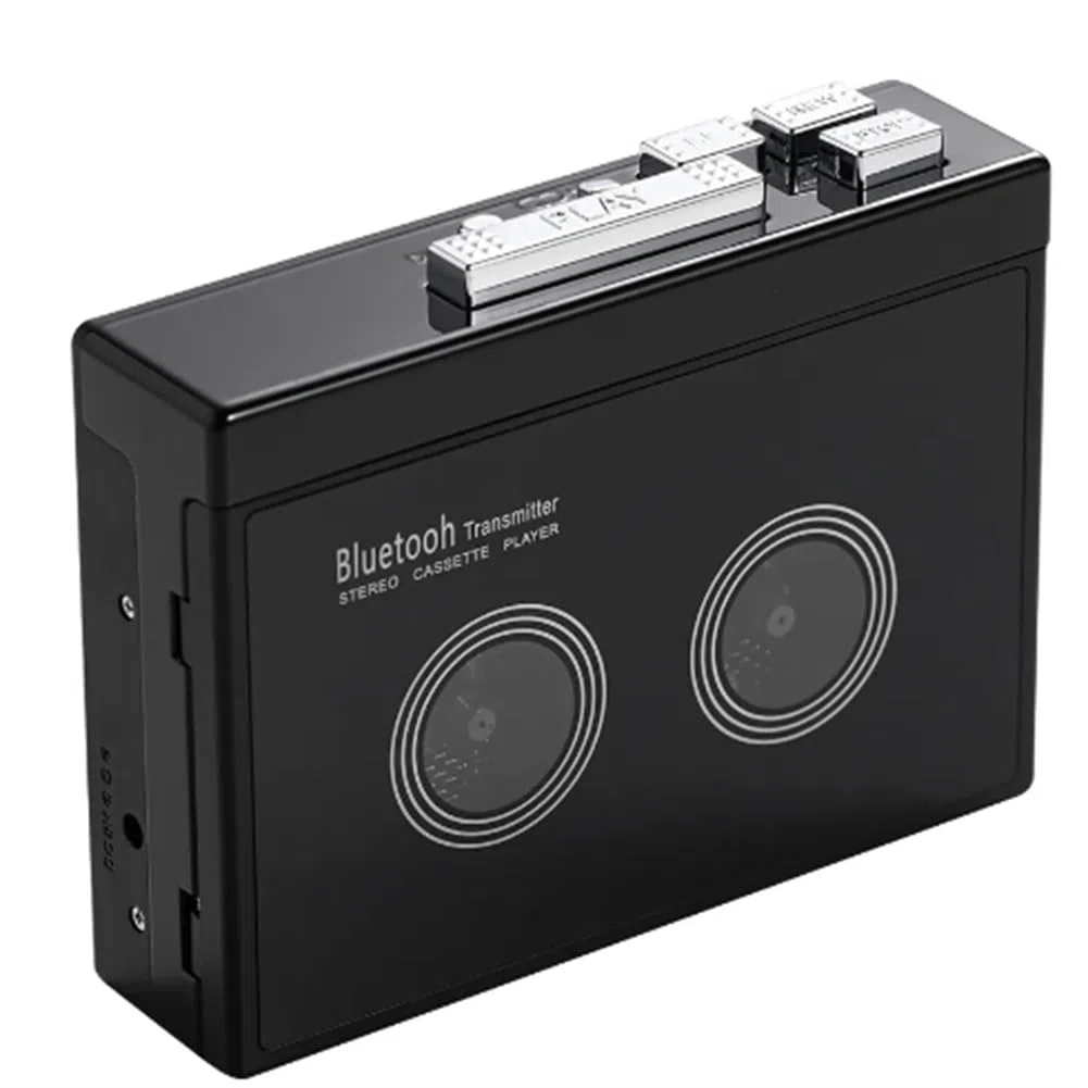 Reproductor de Casete EstéReo Retro Negro Cinta de Casete MúSica Audio Reversa AutomáTica con Bluetooth
