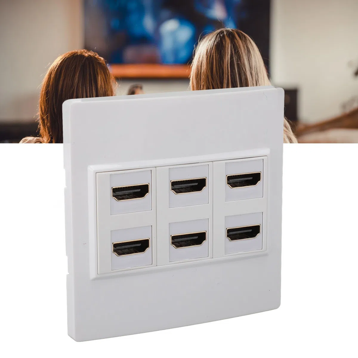Placa de Pared HDMI, Panel de Pared Keystone HDMI 2.0 4K 60HZ de 6 Puertos, Compatible con 32 Canales de Sonido, Frecuencia de Muestreo de 1536kHz