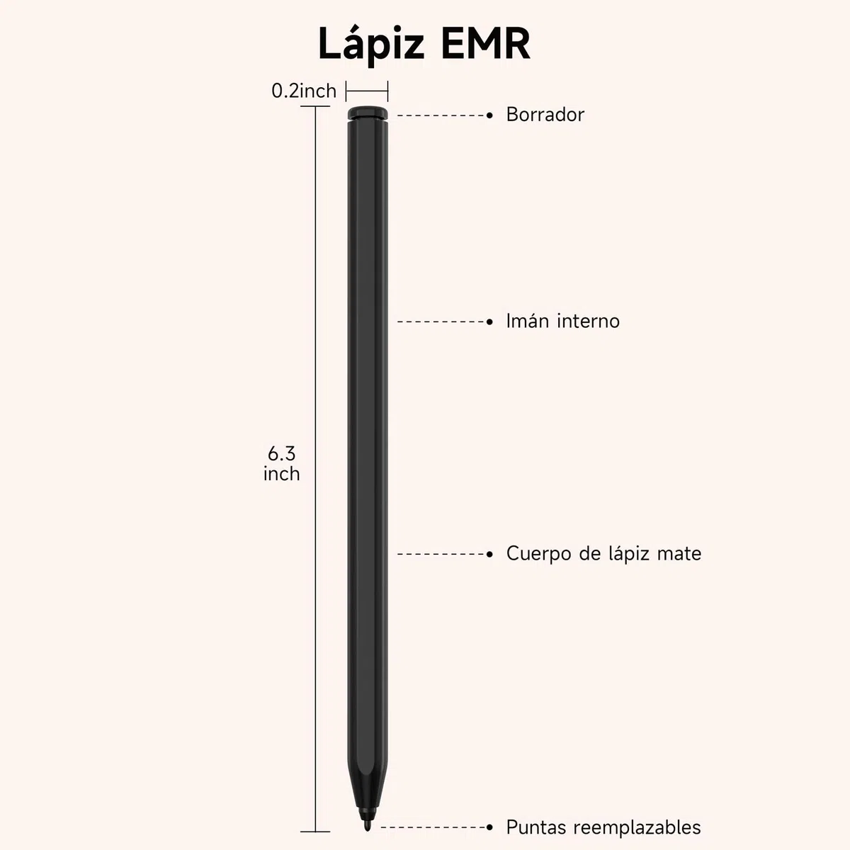 Lápiz Compatible Remarkable 2, Lápiz Capacitivo EMR con Borrador, Nivel de Presión 4096, Rechazo de Palma y Sensible a la Inclinación, Stylus Digital Compatible con Remarkable 2/1/Kindle Scribe