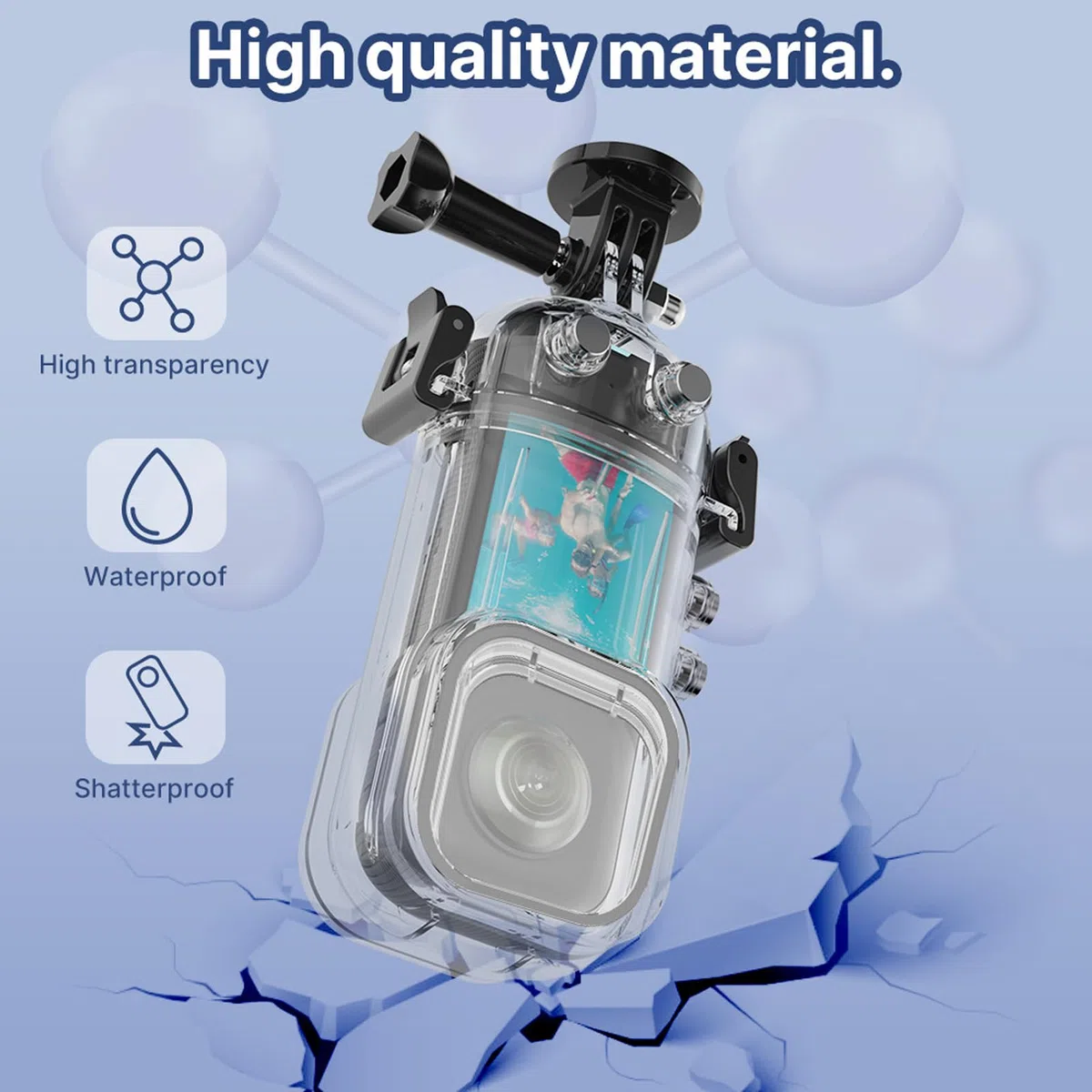 Funda Impermeable para Cámara de Acción 360 X3, Carcasa de Buceo de 45 M para 360 X3, Carcasa Protectora Subacuática con Accesorios Adaptadores de Montaje de Soporte
