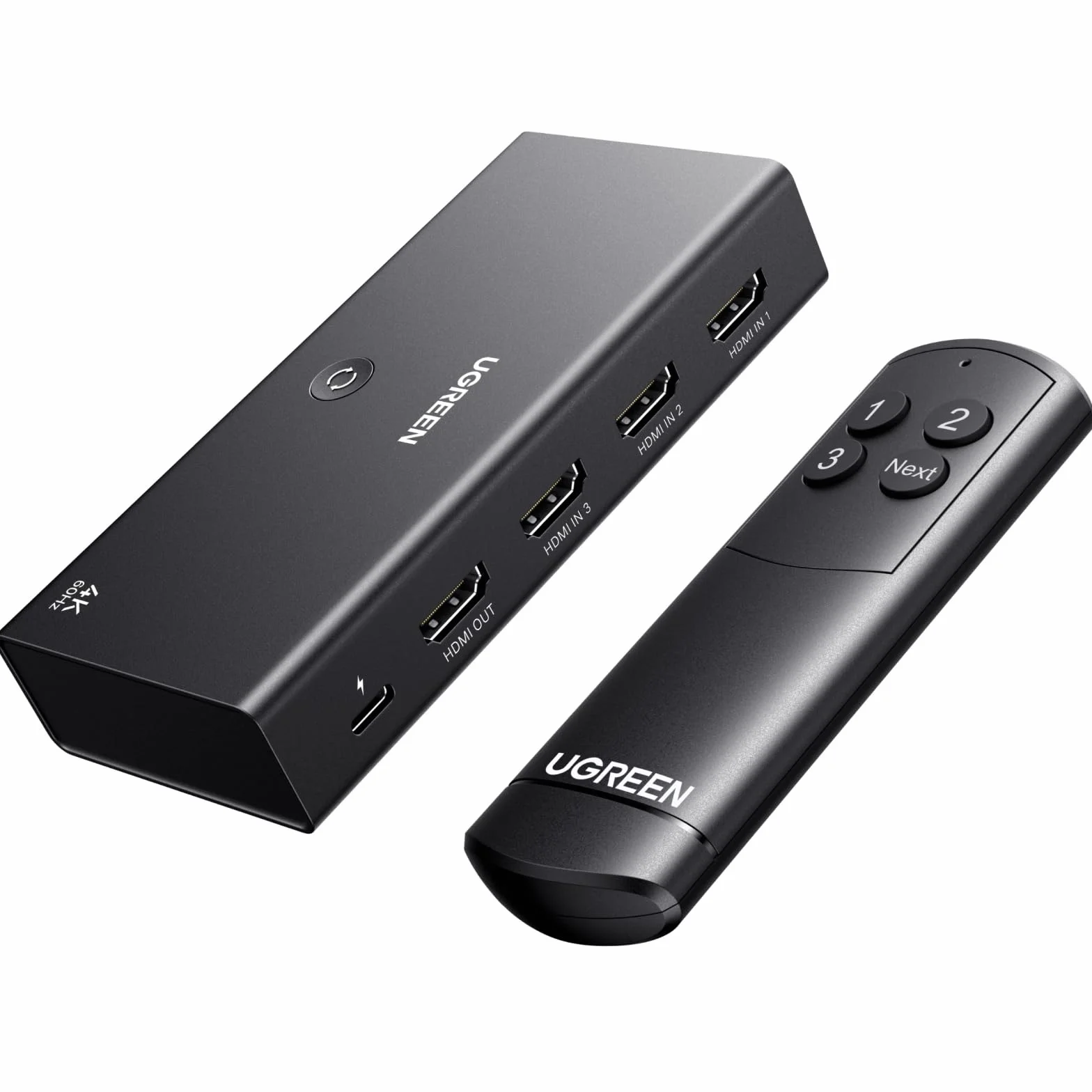 UGREEN HDMI Switch 4K 60Hz 3 Entradas a 1 Salida Conmutador 1080P 3D HDR10 Dolby Atmos con Control Remoto Compatible con Laptop PS5/4 Xbox TV Stick Box Chromecast BLU Ray DVD Proyector