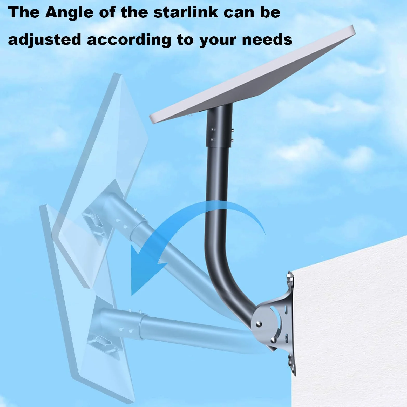 Starlink Gen 3 Mount, Kit de Montaje Ajustable, Compatible con Adaptador de Tubo Estándar Starlink Gen 3/V3, Soporte de Pared Largo para Kit de Internet Satélite