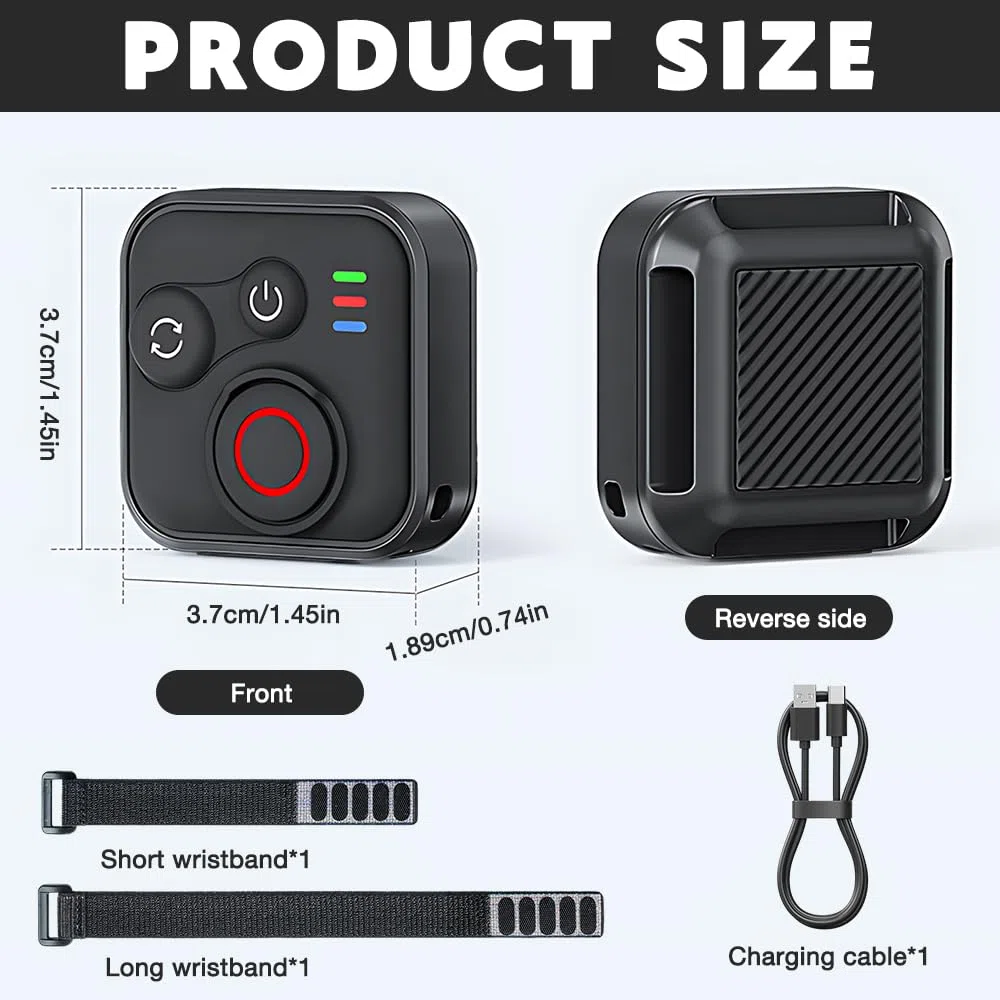 Blueteeth Remote Control for GoPro Hero 13/12/11/Insta360 X5/X4/X3/Ace Pro 2/Ace Pro/GO3S/GO3/IOS/Android, Inalámbrico Inteligente Mando a Distancia con Muñeca y Cable de Carga USB para GoPro