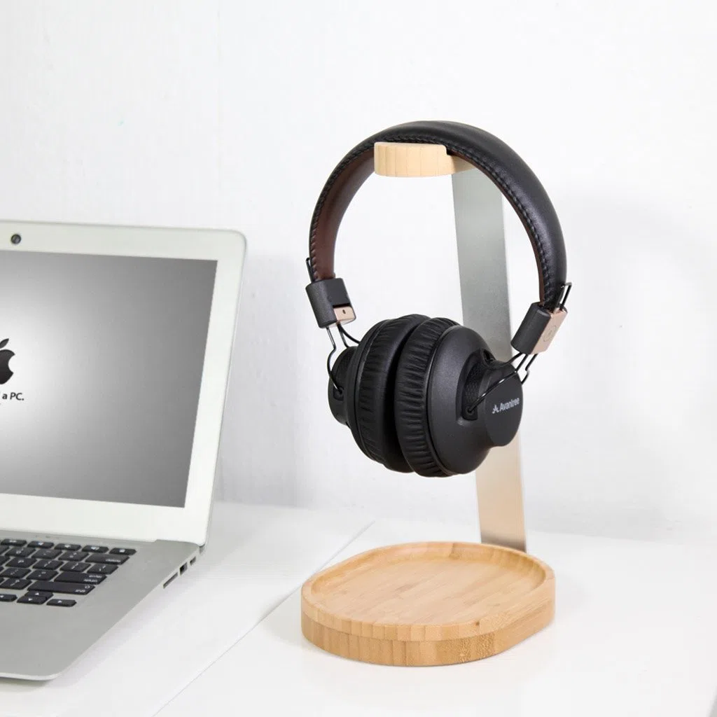 Avantree TR902 Universal Soporte Percha Auriculares de Madera & Aluminio con Bandeja para Cables