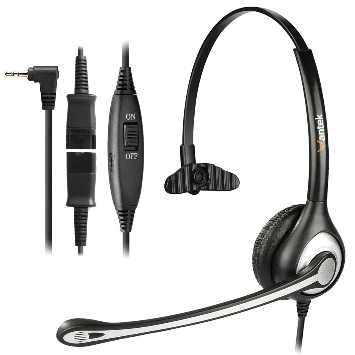 Wantek - Auriculares inalámbricos para Gigaset C430, C610, S850, Cisco DECT Telefone HomeOffice (2,5 mm) Mono QD Y600QJ25.