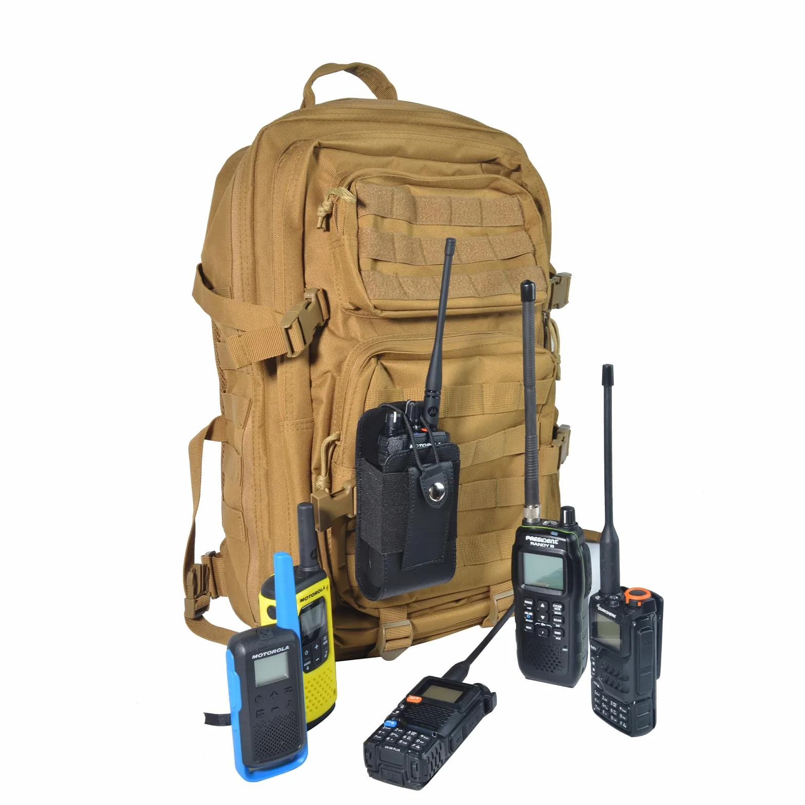 UAYESOK Funda para Walkie Talkie, Bolsa Táctica Cuero para Radio, Molle Radio Holder, Ajustable Militar Multi-Función Compatible con Baofeng Kenwood President Midland Retevis Yaesu Motorola