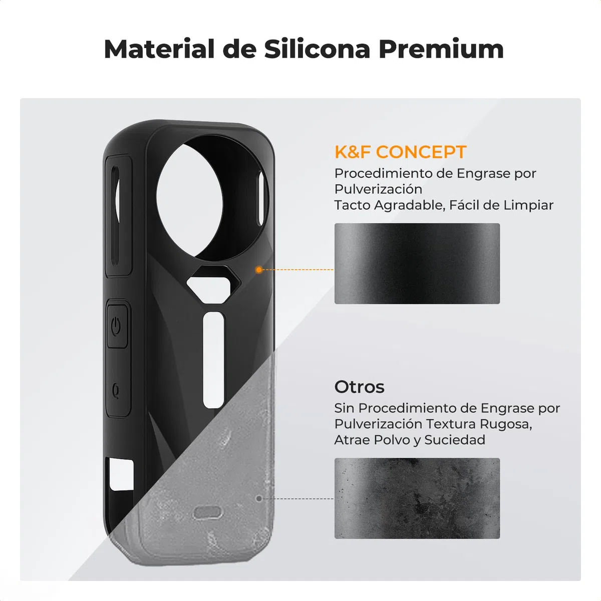 K&F Concept Funda de Silicona Negra para Insta360 X5, Funda Protectora Suave con Tapa para Lente, Batería Abierta, Protección Total para Cámara de Acción Accesorios