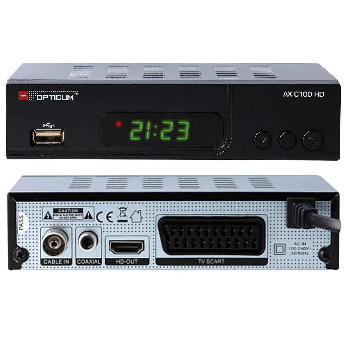 RED OPTICUM AX C100 HD DVB-C (HDTV, DVB-C, HDMI, SCART, PVR, USB) Receptor de Cable Digital Negro