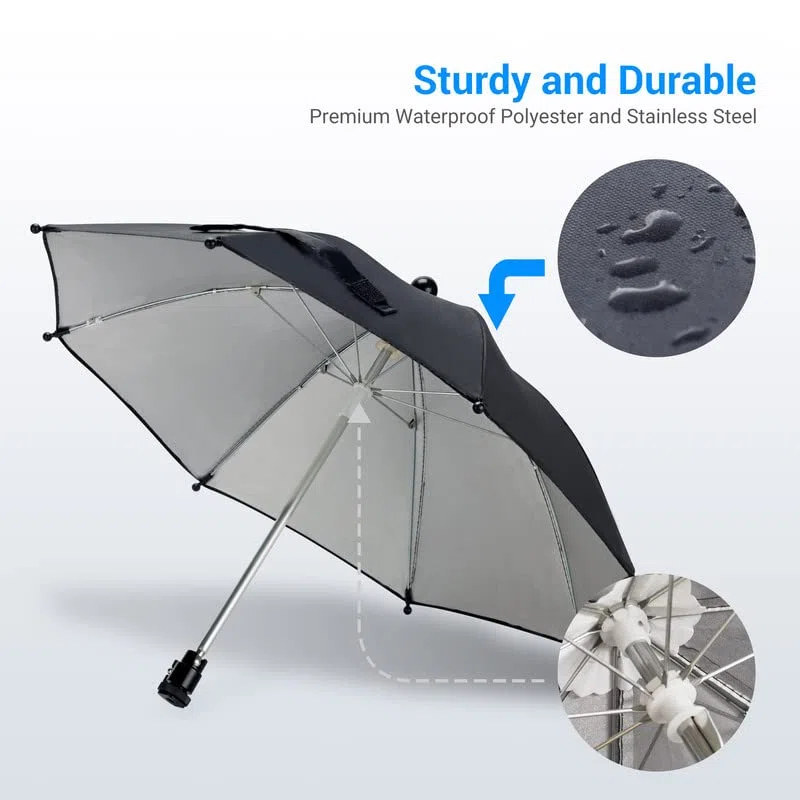 JJC Camera Hot Shoe Umbrella, Parasol Cubierta de Lluvia Paraguas Portátil Resistente a la Intemperie Protege la Cámara de la Lluvia Nieve Luz del Sol (Dia. 19.7''/ 50cm)