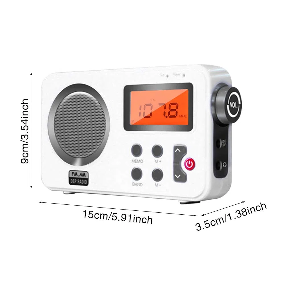 Altavoz de radio de ducha, radio FM/AM con pantalla LCD, radio estéreo portátil con puerto de auriculares para el hogar, playa, bañera de hidromasaje, baño, al aire libre