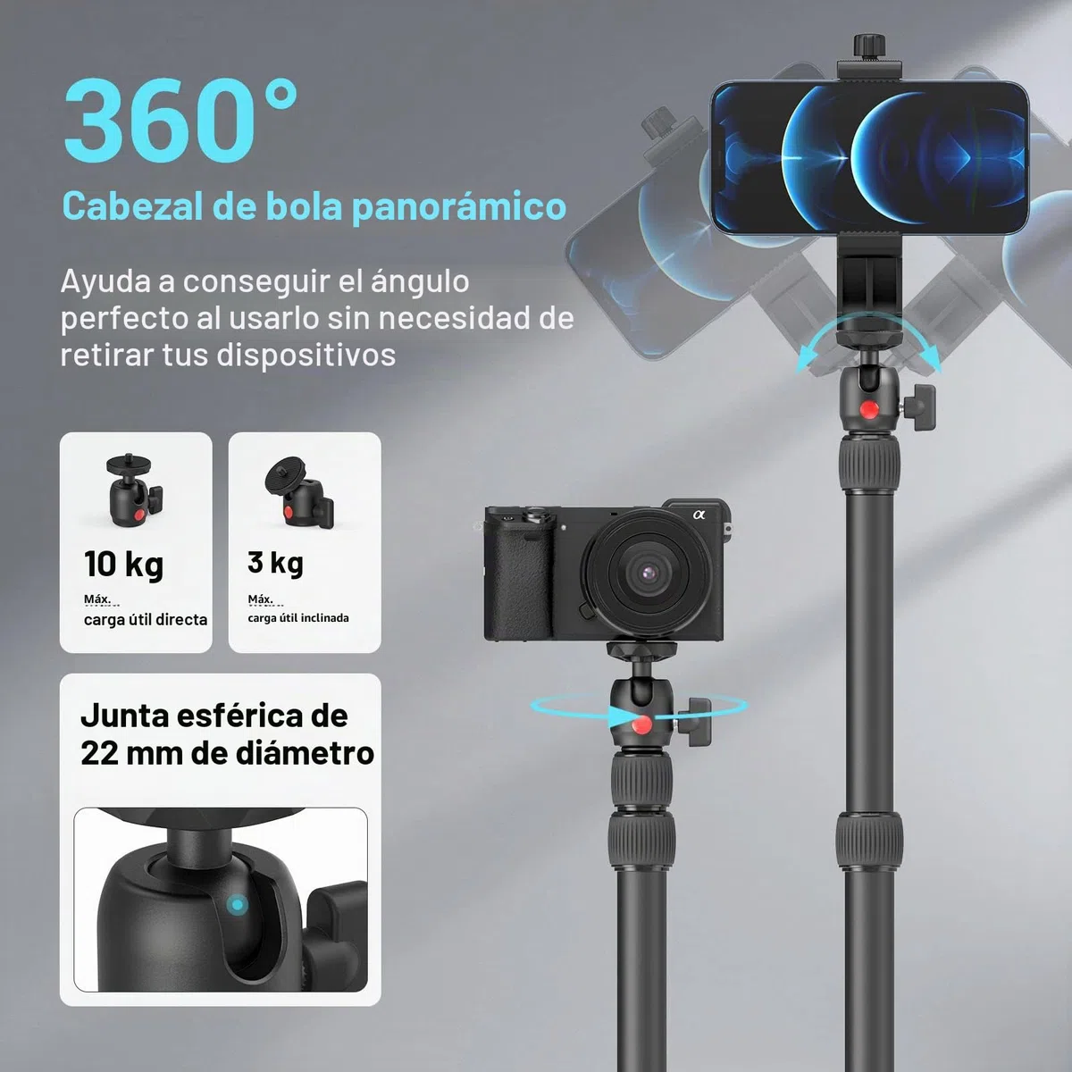 SMALLRIG Soporte Escritorio Extensible para Cámara, 15"-35" Ajustable con Cabezal Bola con Pinza en C, Compatible con DSLR, Anillos de Luz, Streaming y Grabación de Video - 3488