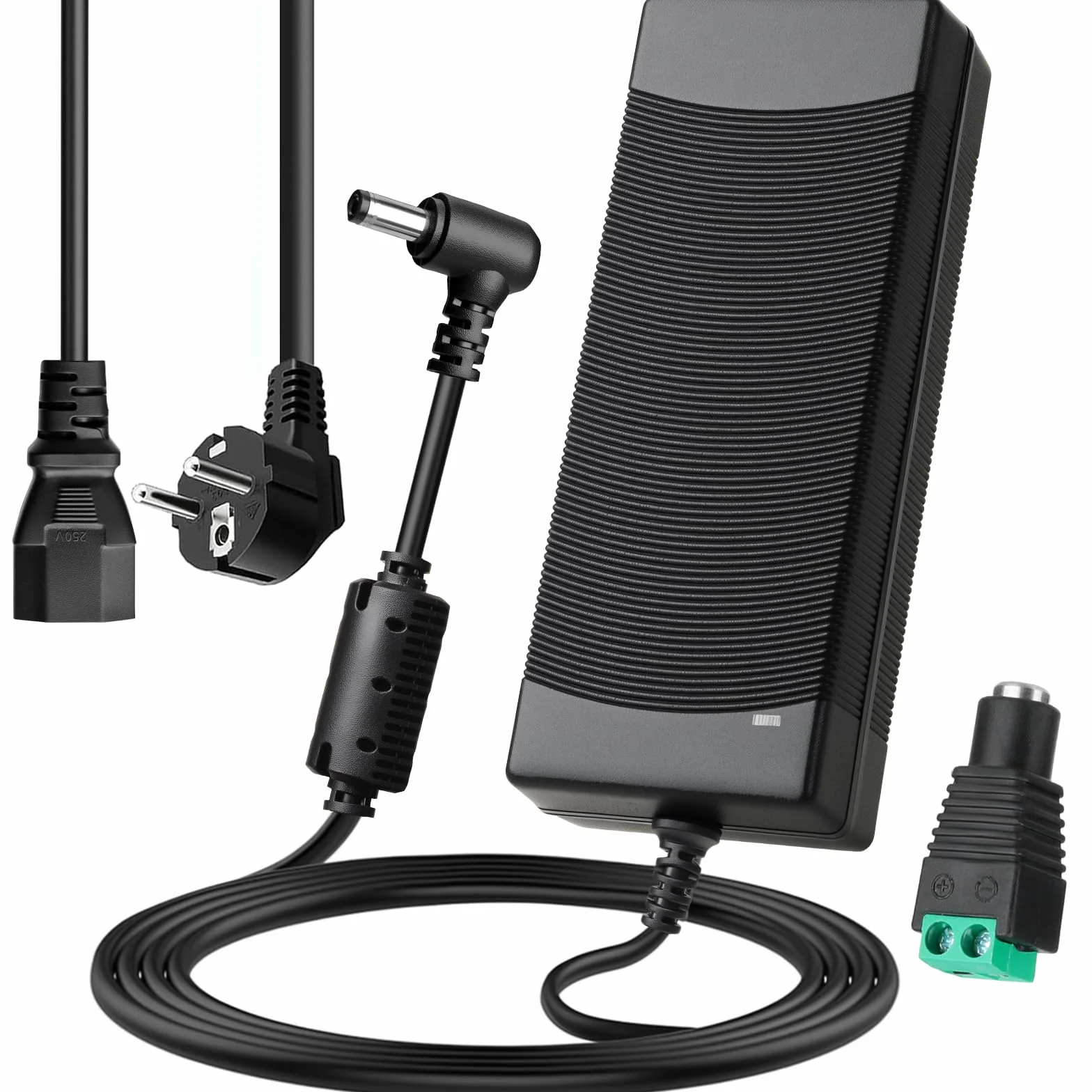 Adaptador de Alimentación AC/DC 12V 10A, Conversor de 100-240V AC a 12V DC con Conector de Corriente DC, Ideal para Tiras LED, Routers y Otros Dispositivos