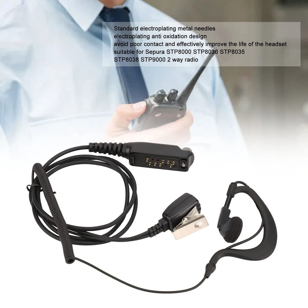 Auricular de Radio en Forma de G, Micrófono PTT Auriculares en Forma de G para Sepura STP8000 STP8030 STP8035 STP8038 STP9000 Walkie-Talkies.