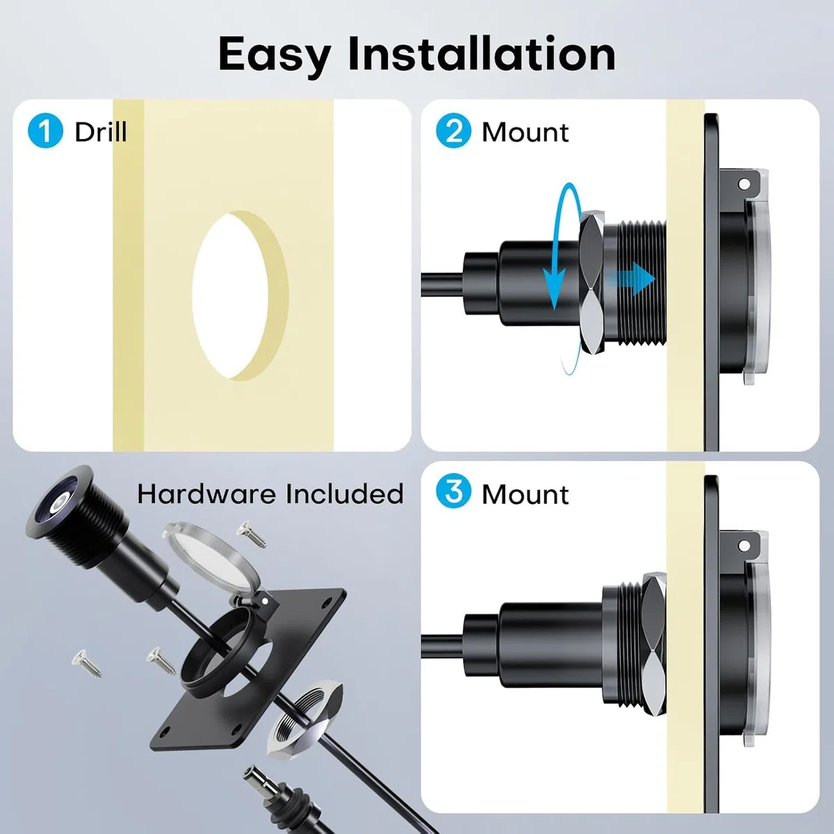 Starlink - Mini kit de paso de pared de aluminio, IP67, impermeable, 5,5 x 2,1 mm, CC hembra, enchufe de montaje en panel para RV, cámper, furgoneta, barco, caja de batería, toma de corriente