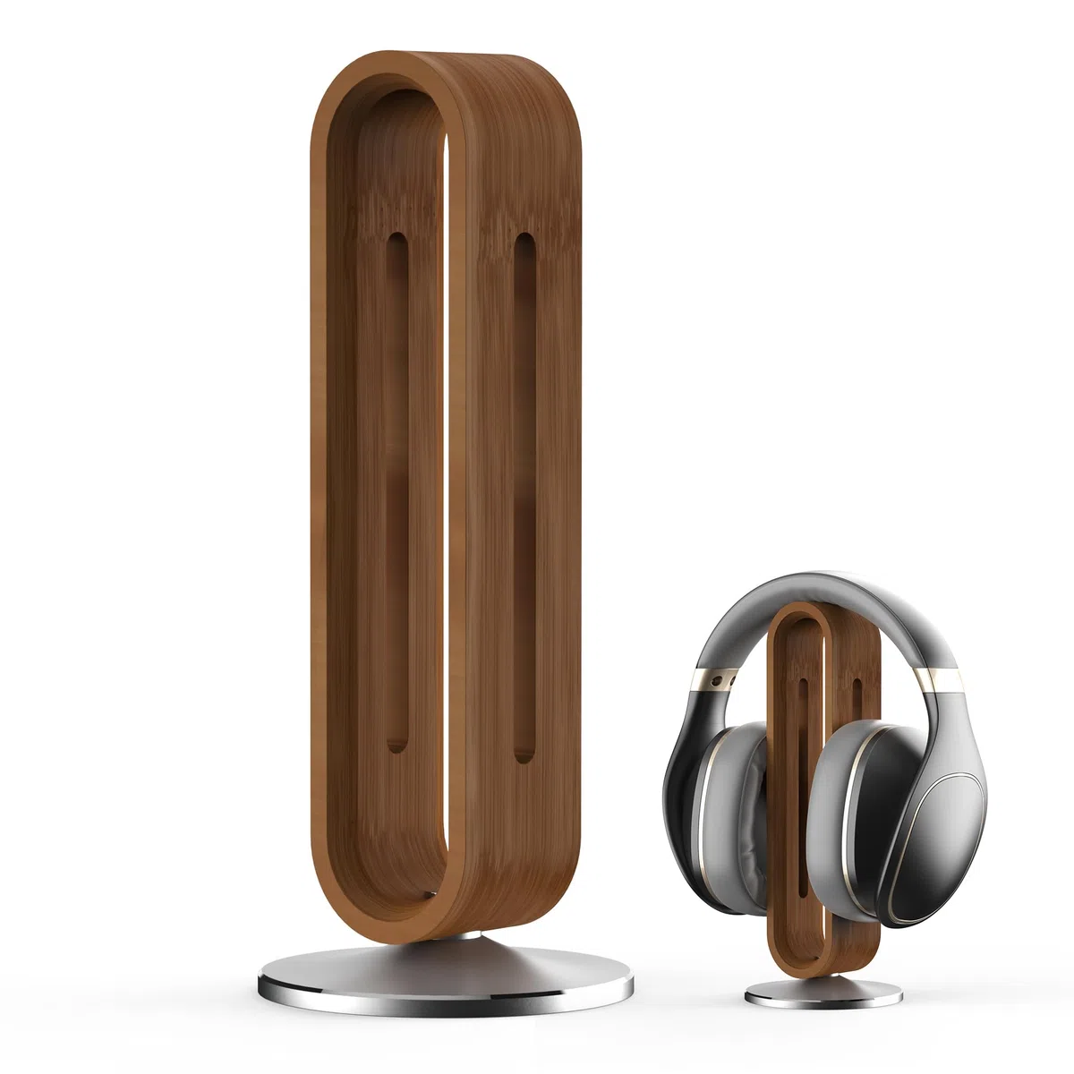 Soporte Auriculares Bambú, Soporte para Cascos Gaming de Escritorio, Forma en U, Bambú Natural con Vetas Únicas, Base Antideslizante, para AirPods MAX, Beats, Bose, Sony, Sennheiser
