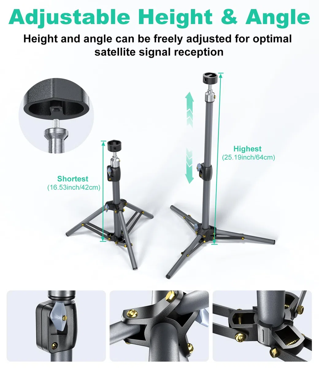 Soporte de trípode Starlink Mini con adaptador, soporte de trípode ajustable para mini plato Starlink, kit de montaje portátil para Starlink Mini Mount para Starlink Mini accesorios para acampar al