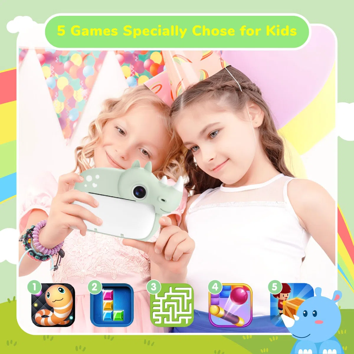 CAMCLID Camara Fotos Infantil Instantanea, Cámara de Fotos Instantáneas para Niños con Tarjeta de 32G y Accesorios de Cámaras, 12MP/1080P HD Cámara Digital, Regalos para Niños y Niñas (Verde)