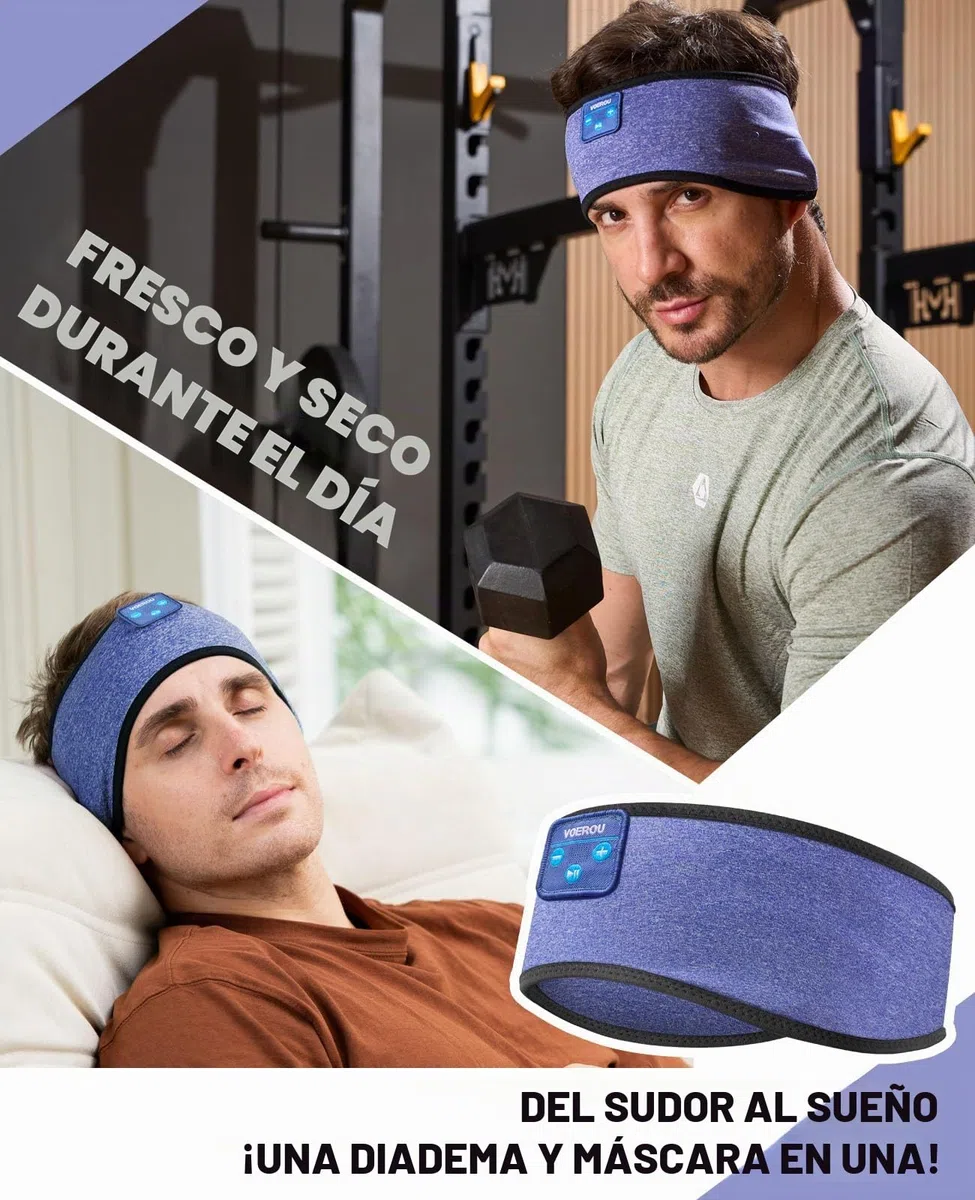 Voerou Auriculares Bluetooth 5.4 para Dormir, Auriculares Inalámbricos con Altavoces Ultrafina y Estéreo, Auriculares para Dormir para Entrenamiento, Correr, Yoga y Meditación, Dispositivos