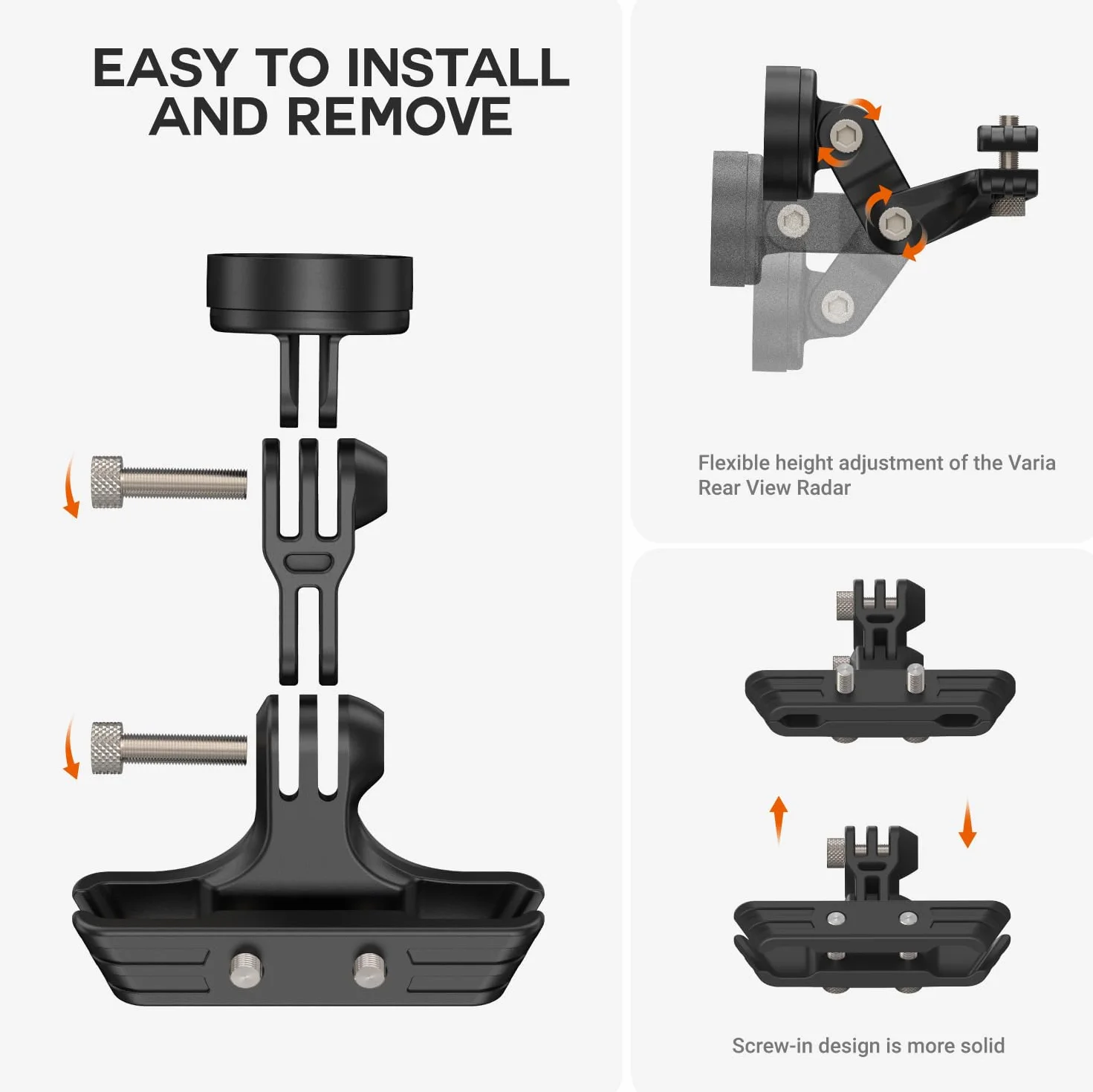 TUSITA Kit de Soporte para Riel de Asiento Compatible con Garmin Varia RTL510 RTL515 RVR315, RearVue 820 Rearview
