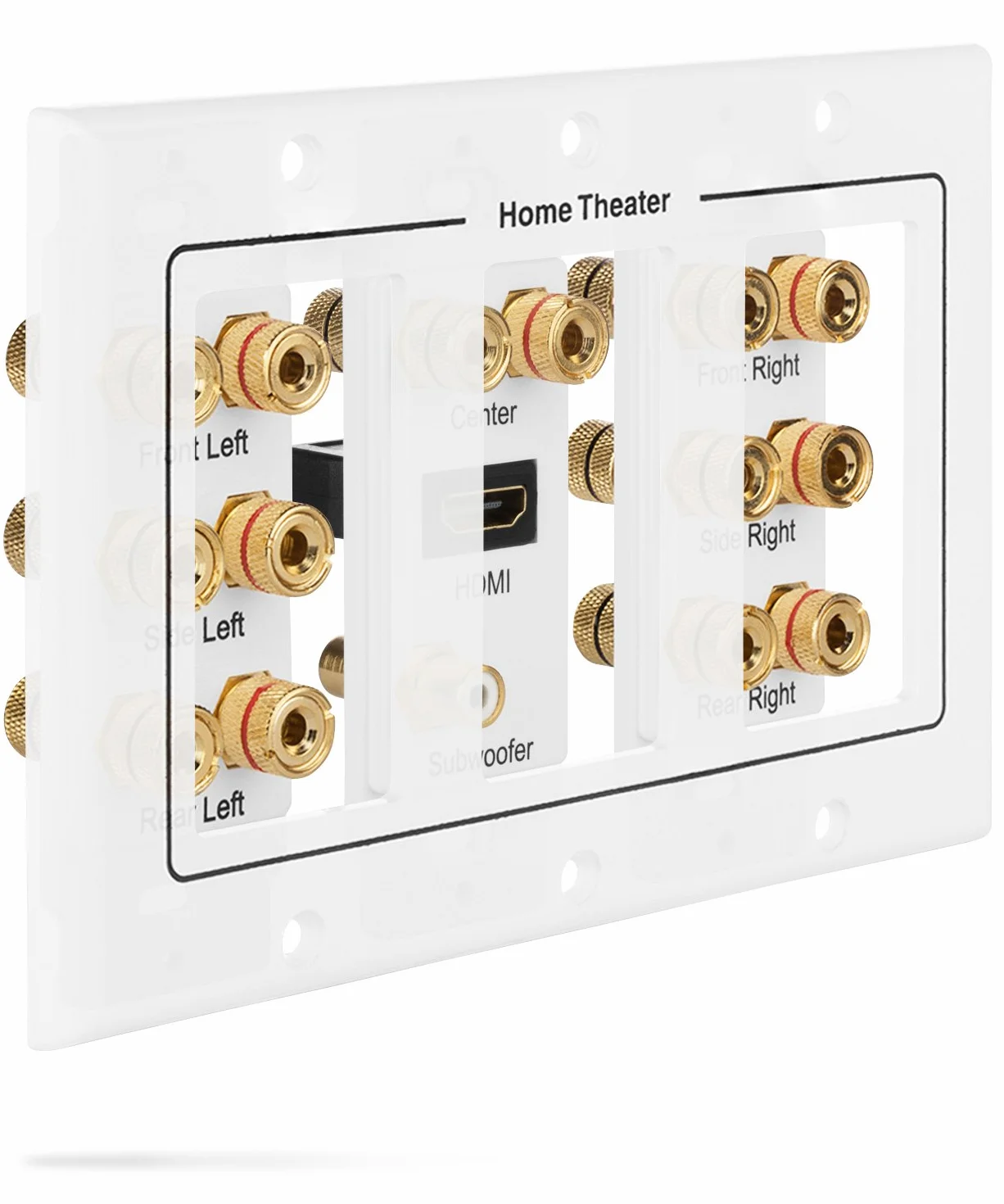 Fosmon HD8006 3-Gang 7.1 Surround Distribution Home Theater - Encuadernación de Banana de Cobre Chapado en Oro 7.1 Blanco