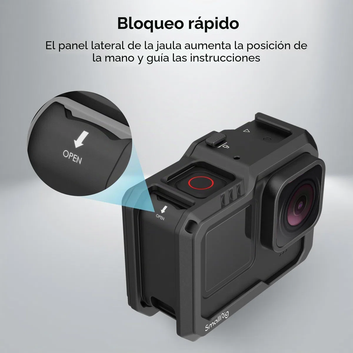 SMALLRIG Hero 13 / Hero 12 / Hero11 / Hero 10 / Hero 9 Jaula Negra para GoPro, con 2 Soportes de Cold Shoe para GoPro Light Mod y micrófono Común, luz de Video LED - 3083C