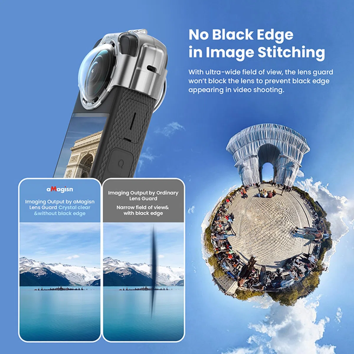 SHEAWA Funda protectora de lente antivaho para cámara deportiva Insta360 X3, gris, Funda protectora