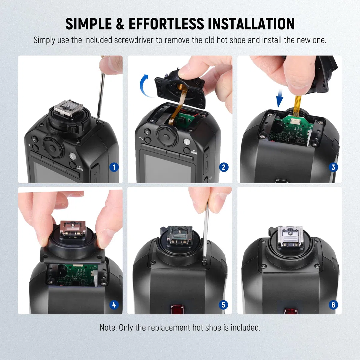 Neewer Z2-S Zapata Repuesto Flash Cabeza Redonda, para Z2-S/Z2Pro-S/Z2II-S Compatible con Sony Camera, Adaptador Zapata Speedlite Pieza Reparación con Interfaz Contacto Metálico Mejorada