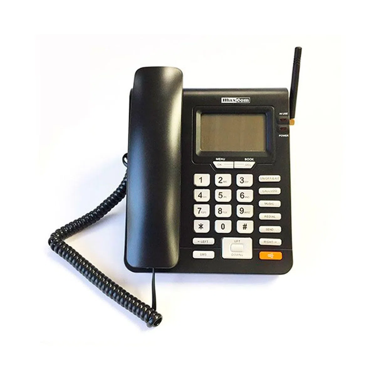 Maxcom MM 28 D HS - Teléfono Fijo GSM de Escritorio con Tarjeta Sim Función SMS, Negro