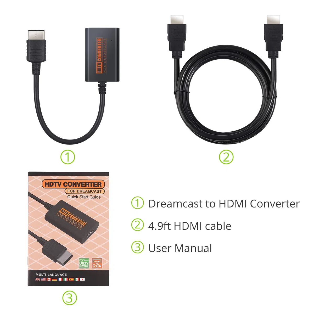LiNKFOR Convertidor Sega Dreamcast a HDMI Adaptador de Sega Dreamcast a HDMI Soporta NTSC 480i 480p, PAL 576i, Tansferencia sin pérdida, para La Mayoria Consolas de Sega Dreamcast DC
