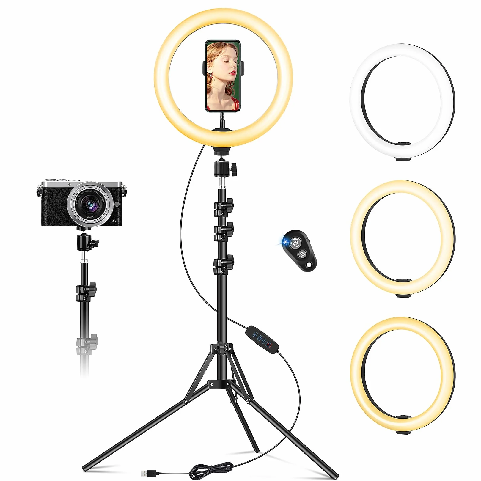 Aro de Luz con Trípode Alto, 10.2" Ring Light con Control Remoto, Aros de Luz para Móvil, Anillo de Luz LED para Fotografía, Maquillaje, Flash, Youtube, Vídeo
