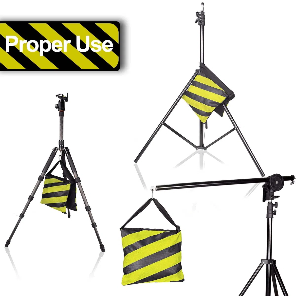 EMART 6 Pcs Bolsas de Arena Resistente para Estudio de Fotografía y Video, Trípode, Jardín - Amarillo/Negro
