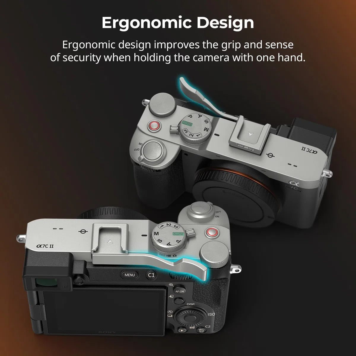 SMALLRGI Empuñadura para Pulgar para Sony Alpha 7C II/Alpha 7CR / Alpha 7C, Diseño Ergonómico, Zapata Fría Incorporada, para Luz, Micrófono, Peso de Solo 8 g (Plateado) - 4818