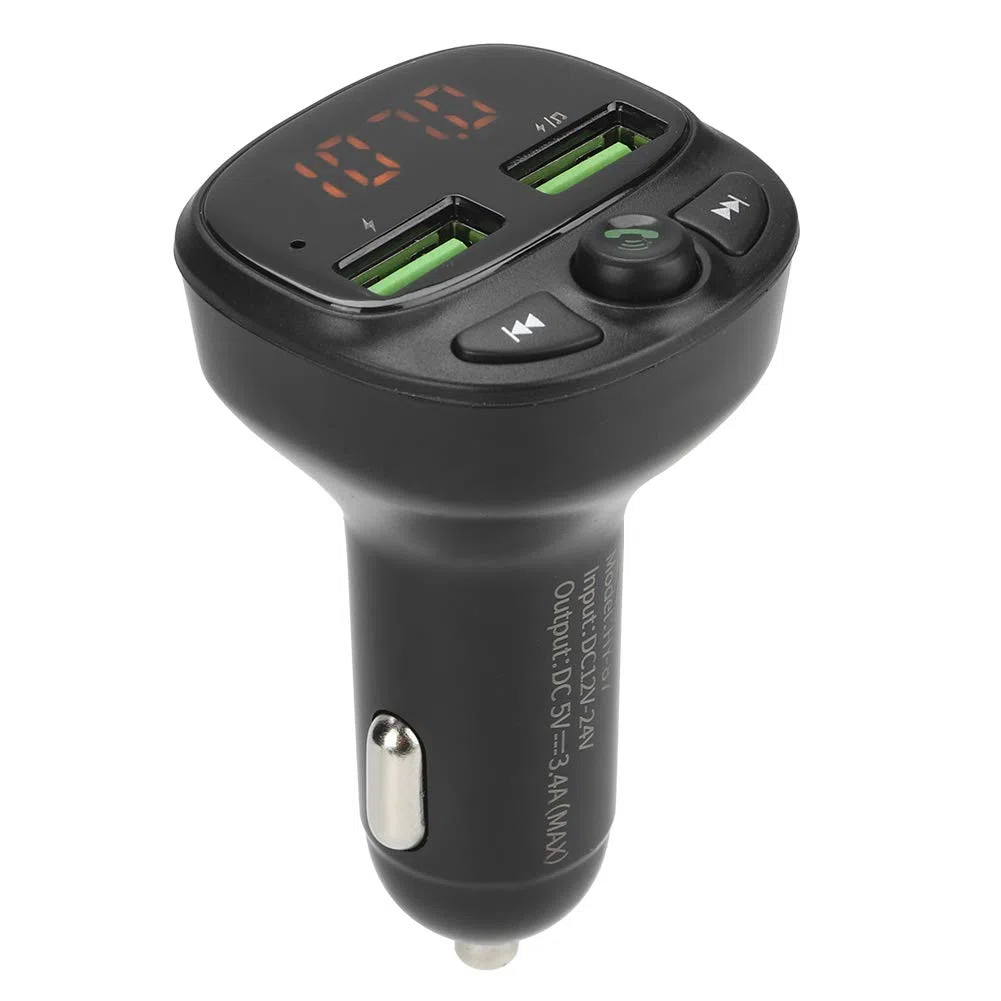 Transmisor FM Bluetooth V5.0 para coche, adaptador de radio FM Bluetooth inalámbrico con retroiluminación LED, reproductor de música con llamadas manos libres