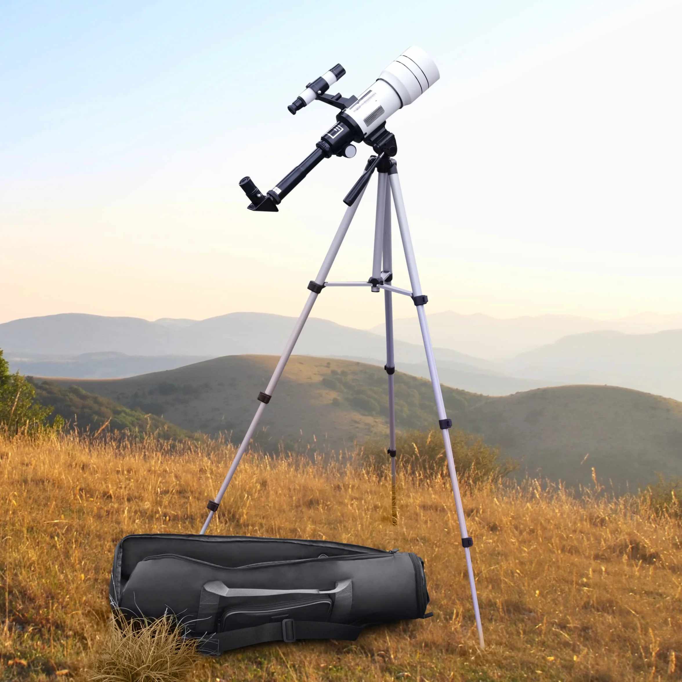 USA Gear Estuche para Telescopio Refractor - Admite Telescopios y Trípodes de 21 a 35 Pulgadas. Extensión Ajustable, Bolsillo de Almacenamiento y Correa. Compatible con ToyerBee, Gskyer y Celestron