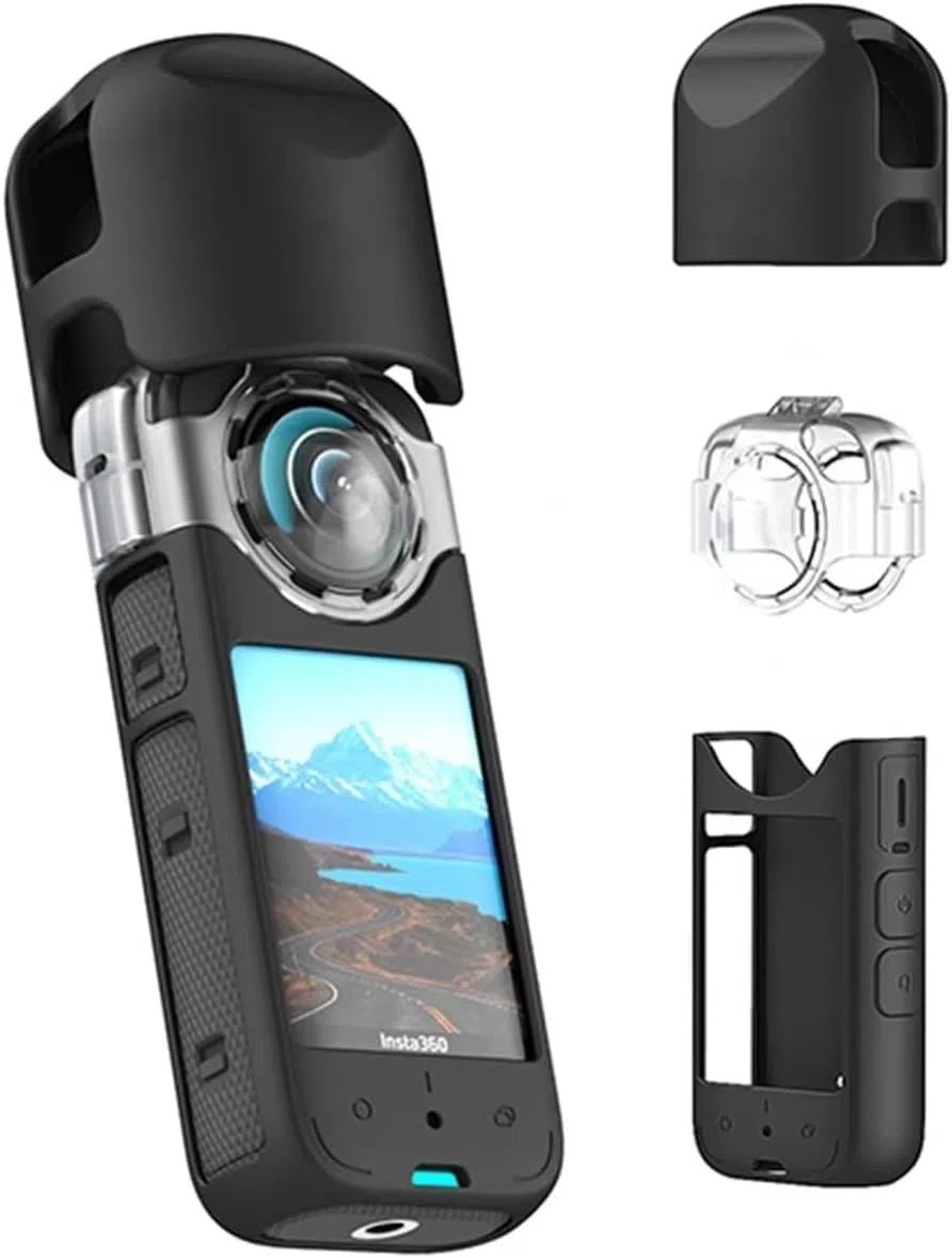 SHEAWA Funda protectora de lente antivaho para cámara deportiva Insta360 X3, gris, Funda protectora