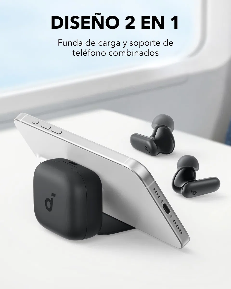 Soundcore P30i Auriculares Inalámbricos Bluetooth con Cancelación de Ruido de Anker, Cancelación de Ruido Potente e Inteligente, Graves Potentes, 45 Horas, Estuche 2 en 1 y Soporte para el Móvil, IP54