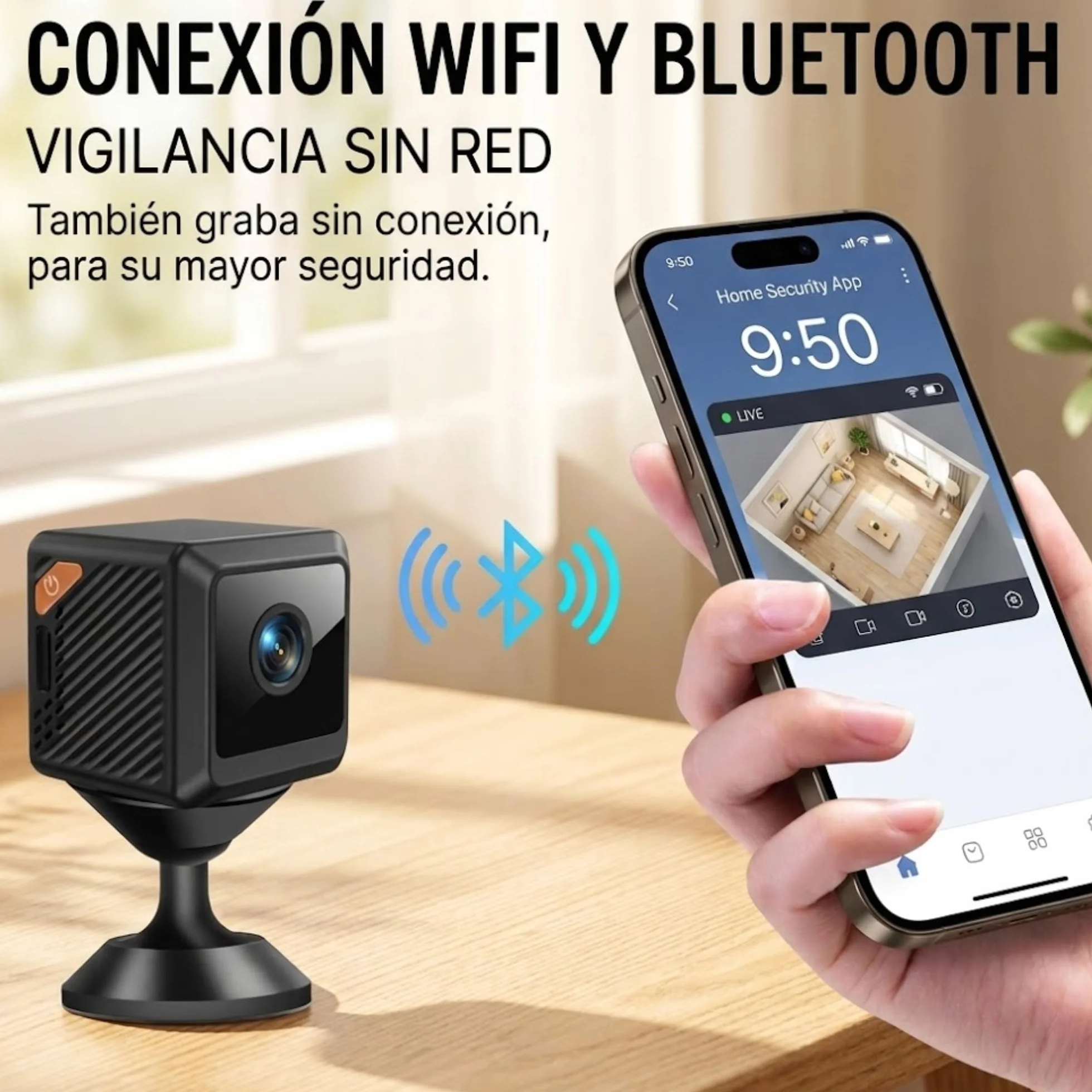 ONESENSE Mini Cámara WiFi con Grabación HD, Batería de Larga Duración, Detección de Movimiento, Cámara de Seguridad WiFi para Interior, Mini Cámara Inalámbrica para Hogar y Oficina