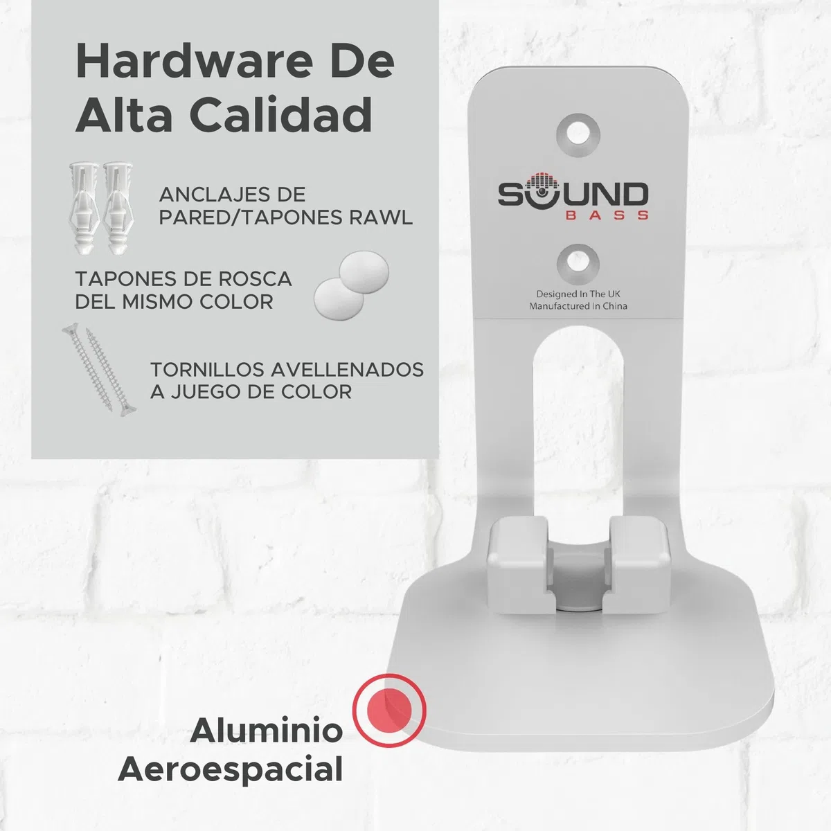 Sound bass One, Gen 2, SL & Play:1 Soporte de Montaje en Pared, Blanco, Compatible con Sonos One, Gen2, One SL & PLAY1 Speaker, Posición Fija