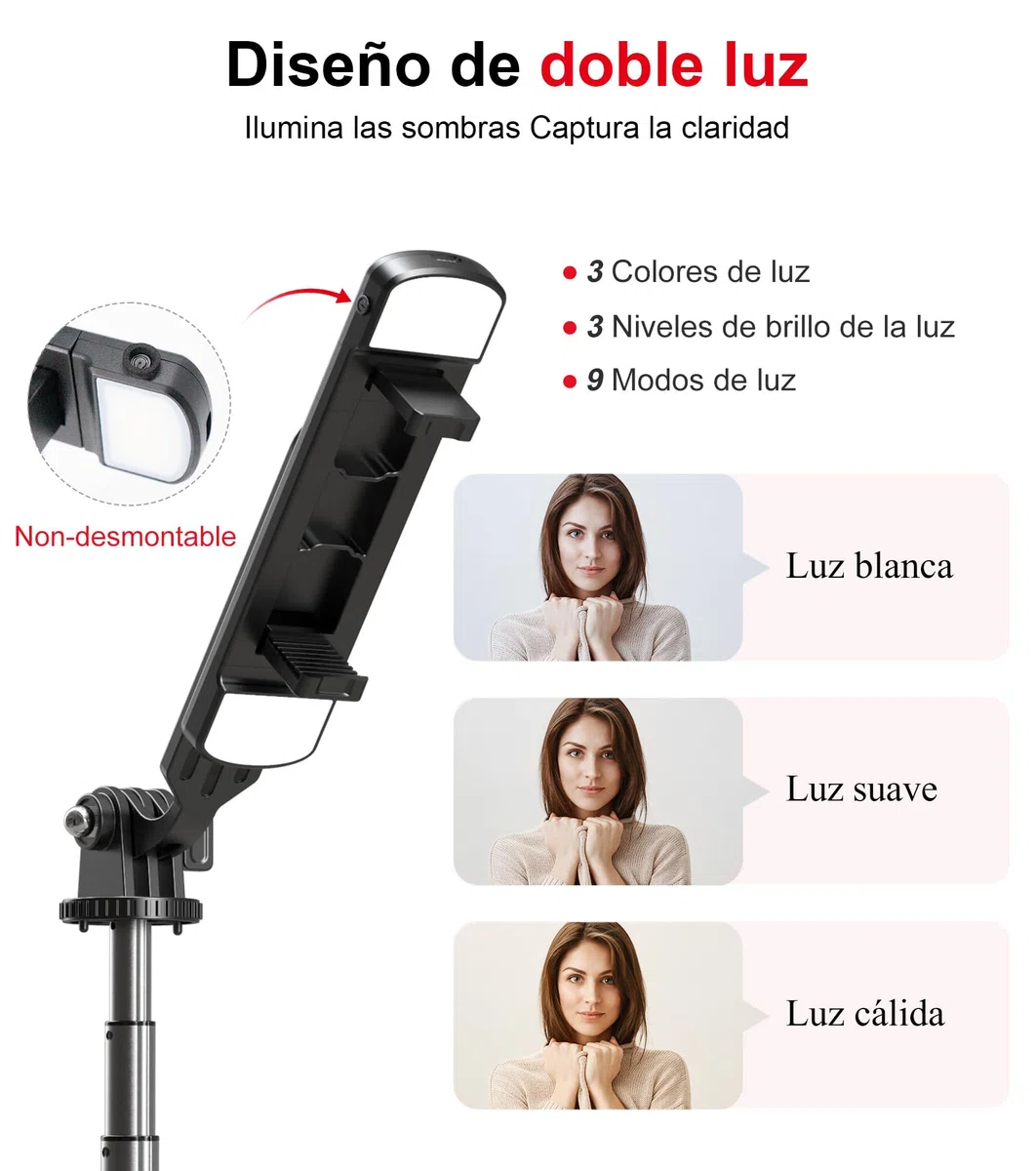 ASHINER Palo Selfie Tripode para Movil - 180cm Soporte de Teléfono con Control Remoto y Luces LED de Relleno para Viajes, Vlogging, Video, Fotos, Compatible con iPhone, Android