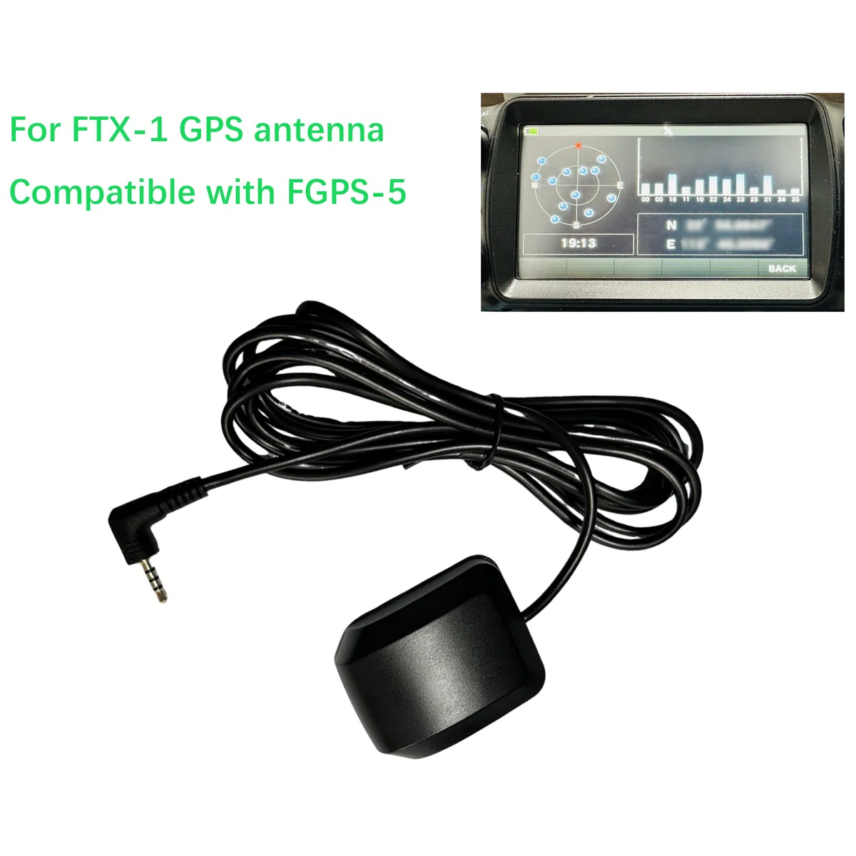 Antena GPS externa para FTX-1F, color negro, compatible con FGPS-5, cable de 6.5 pies, receptor de navegación externo