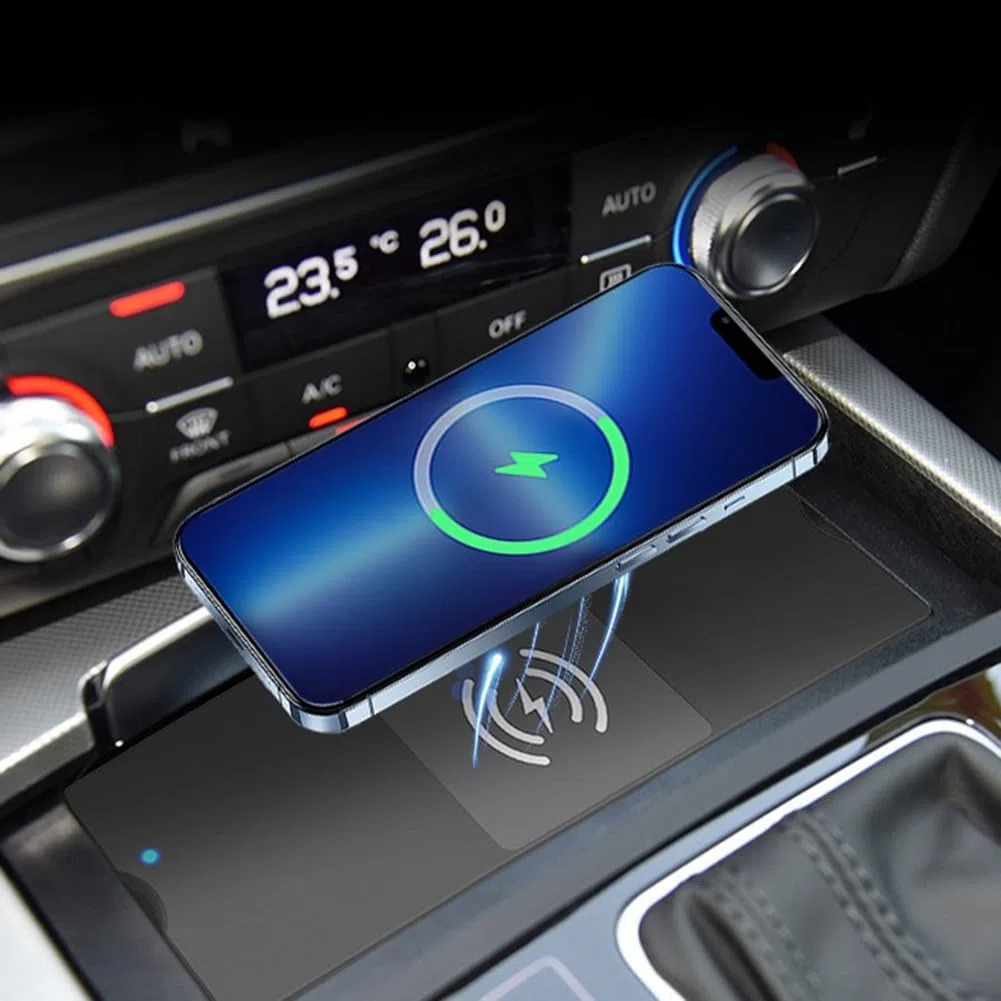 Para A6 A7 S6 S7 RS7 15W Soporte de carga inalámbrica para vehículos 2009-2018 Apoyo Eficiente Entrega de energía en el coche