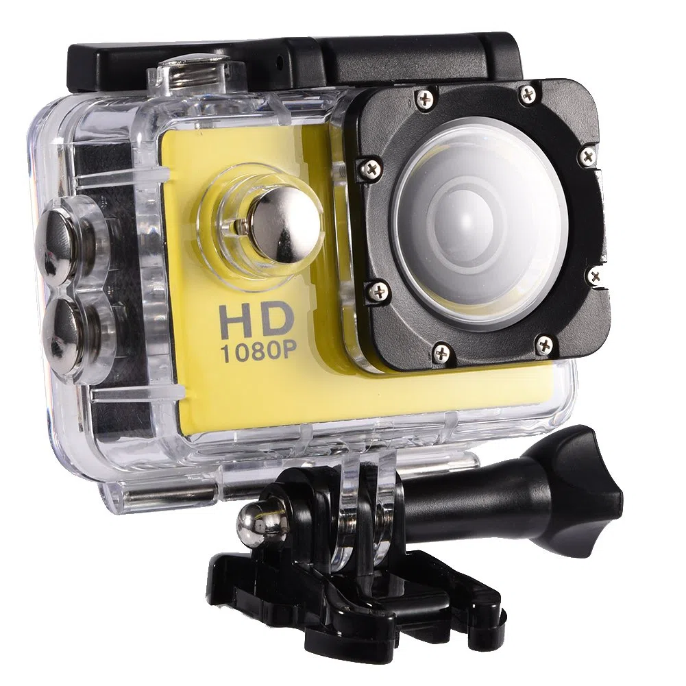 Topiky Cámara de acción 4K WiFi Impermeable 30m Deportes al Aire Libre Video DV Cámara 1080P Full HD LCD Mini videocámara con 900mAh Baterías Recargables y Accesorios de Montaje Kits(Amarillo)