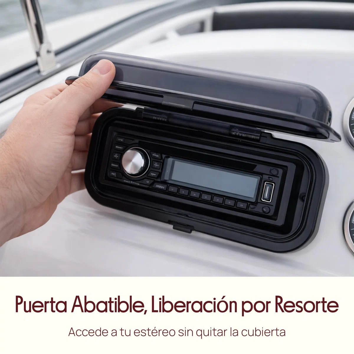 Pyle Carcasa de Radio para Barco, Cubierta Protectora, contra Salpicaduras, con Tapa Abatible, Facil de Montar