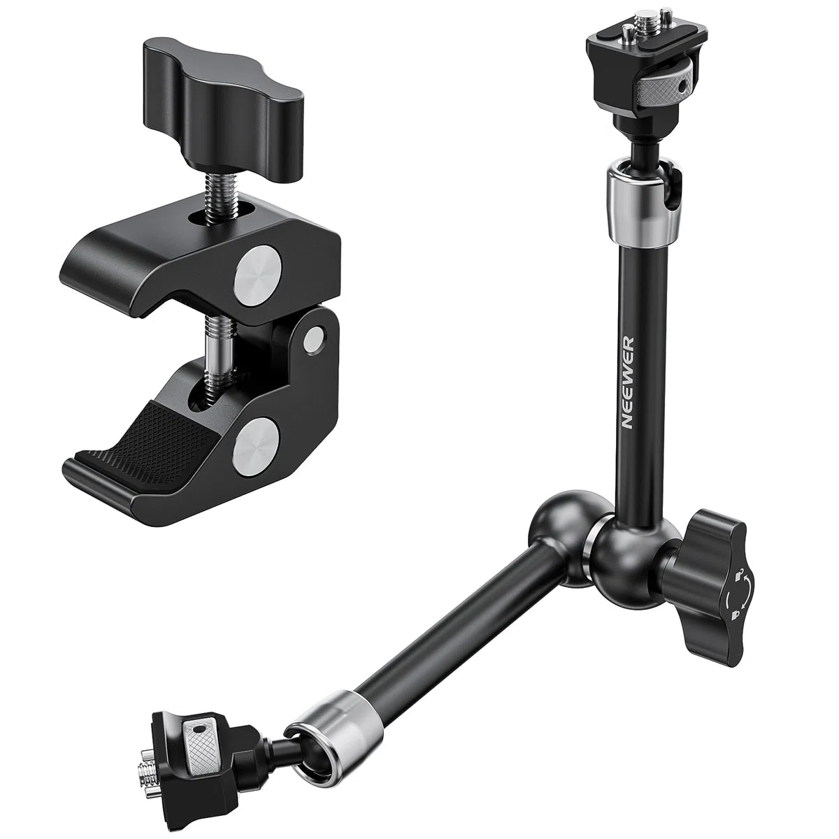 NEEWER 11" Magic Arm Clamp Mount Articulado con Super Clamp, Cámara Monitor Mount con 1/4" 3/8" ARRI Localización Pasador y Orificio para DSLR Cámara Acción Luz Compatible con SmallRig Jaula, ST16C
