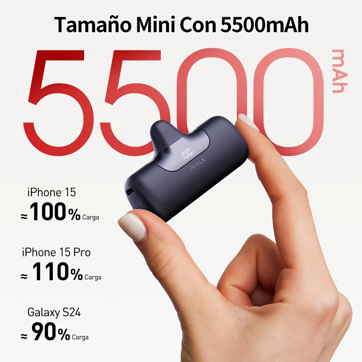 iWALK Power Bank Portátil 5500mAh de Nueva Generación - Cargador Rápido 22.5W USB-C,Batería Externa Compacta para iPhone 17/16/15 Plus/Pro MAX,iPad,Samsung Galaxy S25/S24/S23 y Dispositivos Android